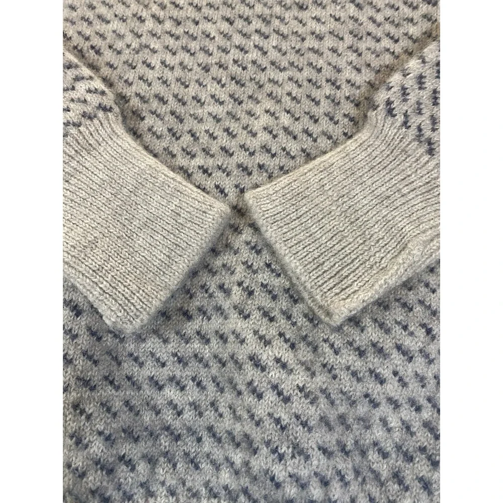 Nordstrom Vintage Wool Sweater Mens Large Birdseye Knit Crewneck Oatmeal Navy